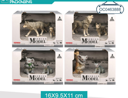 Set de figurine de jucarie pentru copii „Lumea animalelor salbatice” – lupoaica si pui de lup, 16x10x11 cm