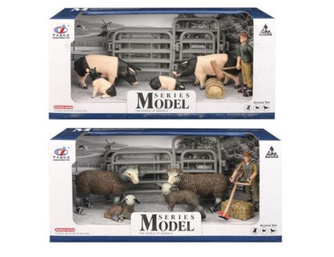 Set Figurine Fermă – Porci / Oi cu Fermier și Accesorii – Model Series Animal Set 3+