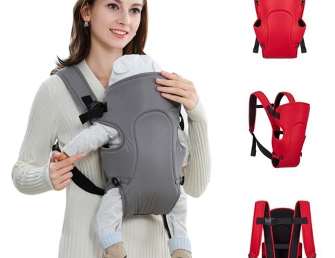 Marsupiu ergonomic pentru bebelusi SOLTOY® 3 in 1, multifunctional, 3 moduri de purtare copil, sistem de fixare usor de reglat, rosu