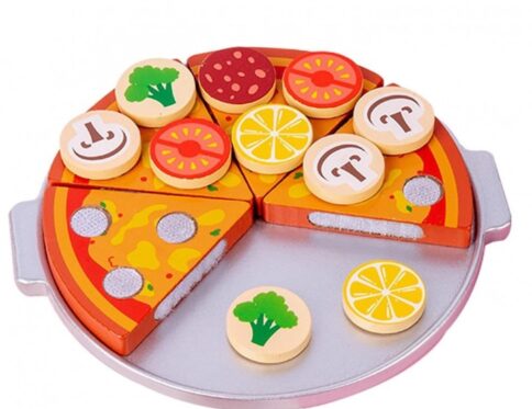 Pizza din lemn, joc de feliat