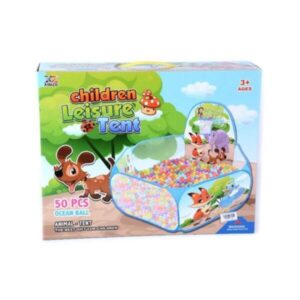 Piscina pliabila cu 50 bile colorate din plastic, cu cos de aruncare a bilelor, material textil foarte rezistent si usor de intretinut